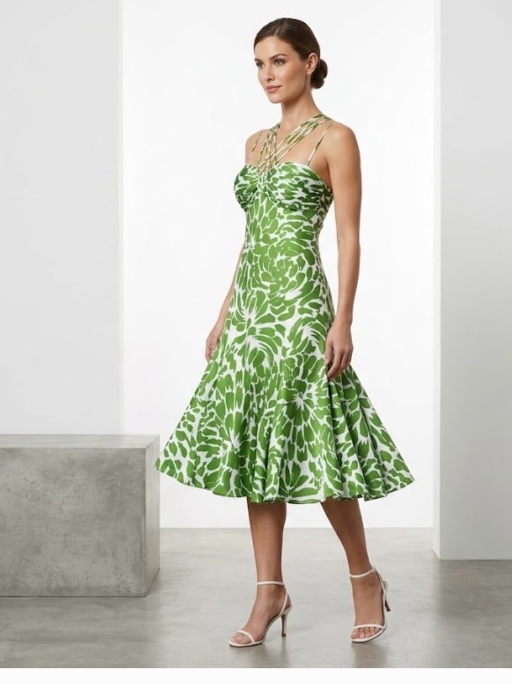 MIA Green and White Floral Midi Dress 951